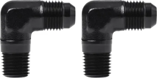 Vista 34 de EVIL ENERGY 3AN macho acampanado a 1/4" NPT tubo adaptador de ajuste de 90 grados aluminio negro 2 piezas