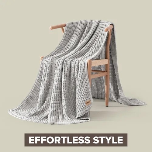 Vista 3 de UGG Luna - Manta de punto suave de algodón para sofá o cama, acogedora, suave, cálida, con diseño de sarga, ligera, apta para regalo, para sala