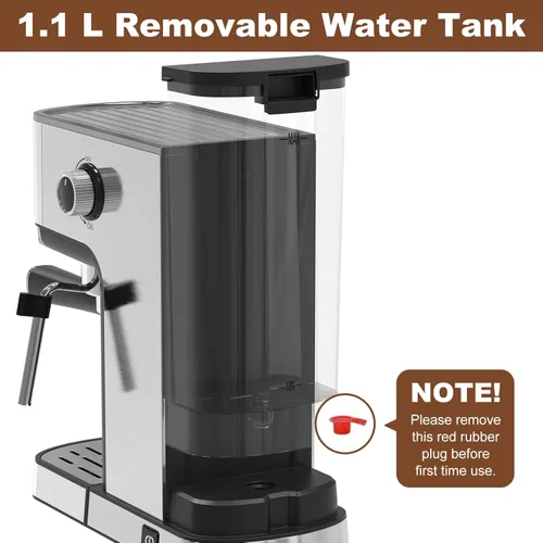 Vista 5 de Geek Chef Máquina de café expreso, cafetera de 20 bares, máquina de café con leche, cafetera de capuchino, cafetera de café expreso para el hogar