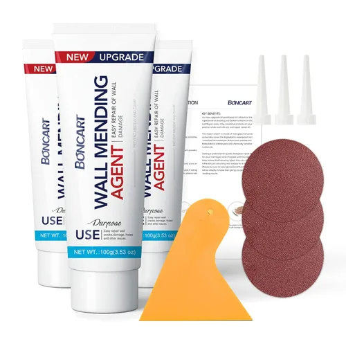 Vista 7 de Kit de reparación de paneles de yeso Boncart, kit de reparación de parches de yeso, parche de reparación autoadhesivo de 2/4/6/8 pulgadas