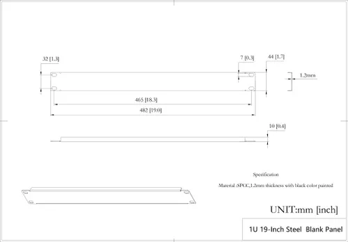 Vista 4 de Paquete de 5 paneles en blanco de 1U - Panel de relleno de montaje en rack de metal para gabinete o gabinete de servidores de 19 pulgadas, negro