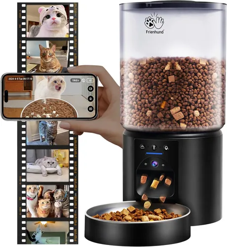 Vista 10 de Comedero automático para gatos 2 gatos con alimentación lenta: comedero automático doble para perros de 7 litros con WiFi 5G, dispensador de comida