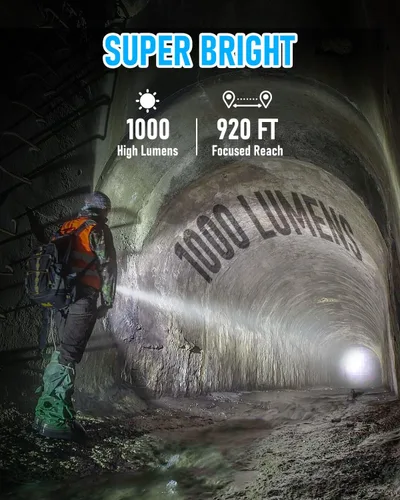 Vista 2 de Linterna táctica con funda, UltraFire linterna LED de un solo modo de 1000 lúmenes de alto rendimiento con funda para cinturón y cargador, luz