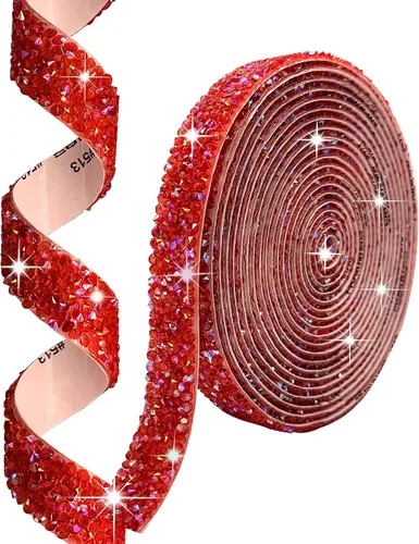 Vista 9 de Cinta autoadhesiva de resina negra con diamantes de imitación, 4 yardas, cinta de cristal brillante aplicable a bodas, cumpleaños, Navidad, fiestas