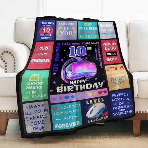 Levens Lindos 10 Regalos para Niños, Manta de Cumpleaños Número 10 Regalos para Niñas y Niños, Ideas de Regalos de Cumpleaños para Niña de 10 Años,