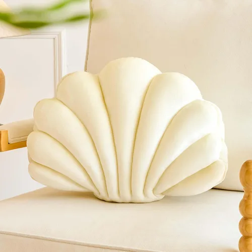 Vista 19 de Lfsaaj Almohadas de Concha Beige, Almohadas de Forma de Concha, Almohada Decorativa de 13 Pulgadas de Felpa Suave para Decoración del Hogar