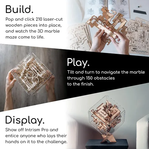 Vista 3 de Intrism Pro - Rompecabezas 3D de madera desafiante y laberinto de mármol para adultos/adolescentes, kit de manualidades de madera de bricolaje