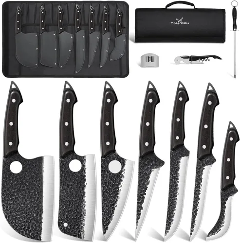 Vista 7 de TAN REN - Cuchillo para cortar carnicero de 8 pulgadas, cuchillo de corte de acero inoxidable Cuchillo de carnicero de pechuga de 8 pulgadas