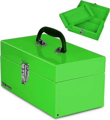 Vista 10 de P.I.T. 12 Inch Tool Box,Portable Small Steel ToolBox with Metal Latch Closure for Household, Warehouse,Tools Storage,Black