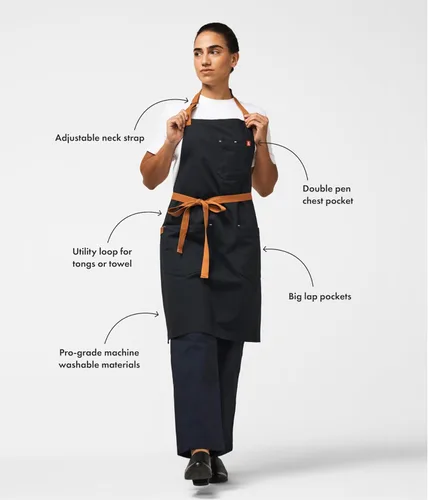 Vista 3 de hedley & bennett Delantal Esencial - Delantal de Cocina de Denim Resistente con Bolsillos y Anillo para Toalla - Vestimenta Profesional de Chef