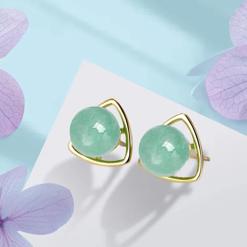 Vista 82 de Jade Earrings Studs,Green Jade Earrings for Women,925 Sterling Silver Earrings Studs for Sensitive Ears,Handmade Jade Earrings for Birthday