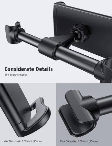 Vista 5 de Lamicall Soporte para reposacabezas de automóvil, soporte para reposacabezas de tableta, soporte compatible con iPad Pro Air Mini, Galaxy Tabs