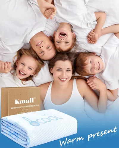 Vista 7 de Protector de colchón refrescante de tamaño individual, 100% impermeable y transpirable, funda de colchón de tela de aire 3D, ultra suave