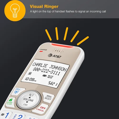 Vista 9 de AT&T 1-Handset DECT 6.0 - Teléfono inalámbrico expandible Bluetooth para el hogar con contestador, bloqueo inteligente de llamadas, identificador