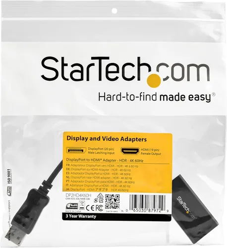 Vista 6 de StarTech.com Adaptador DisplayPort a HDMI - 4K 60Hz HDR10 Convertidor de video activo DisplayPort 1.4 a HDMI 2.0b - Adaptador 4K DP a HDMI Dongle