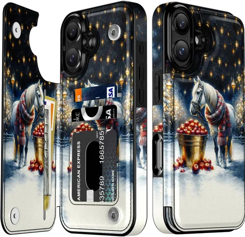 Vista 201 de LETO para iPhone 15 Pro Funda tipo cartera - Tapa tipo folio con patada - Diseños de moda - Tarjetero - Funda protectora para mujeres y niñas - 6.1