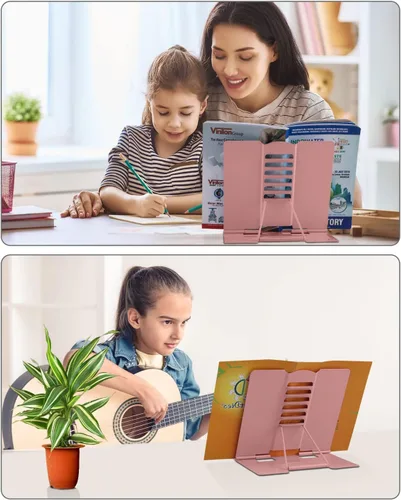 Vista 5 de MSDADA Soporte de escritorio para lectura, soporte ajustable para libros de cocina, soporte de lectura de metal para libros de texto, recetas
