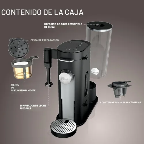 Vista 6 de Ninja Cafetera Una sola porción Prepara con cápsulas de café y molidos Compatible con cápsulas de café K-Cup 4 estilos de preparación