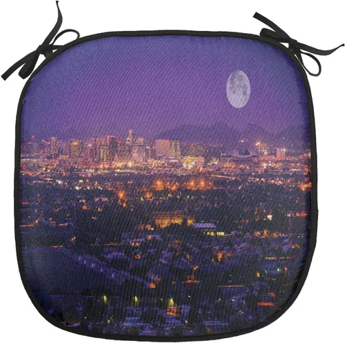 Vista 120 de Lunarable USA Chair Cushion Pad, American Cities Skylines Metropolis Architecture Sketch Style Hand Drawn Art Print, Seat Padding for Kitchen &