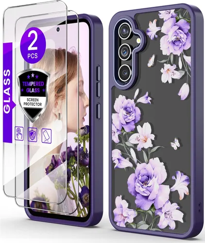 Funda para Samsung Galaxy A54 5G con protector de pantalla de vidrio templado [2 unidades], [protección de grado militar] TPU delgado y suave y