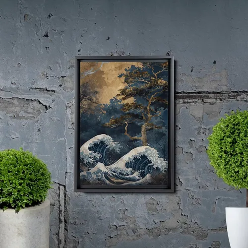 Vista 7 de Canvas Print Canvas Framed Canvas Wall Art Wood Panel Retro Wave Art A Storm Wall Art Print Sea Wave In The Night And Trees Stormy Waves Art Wall