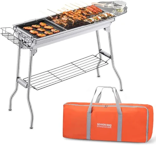 Vista 8 de Comzenz Parrilla Portátil de Carbón Plegable de 35'' para Parrillada al Aire Libre, Cocinar, Acampar, Senderismo, Picnics, Tailgating, Mochilero