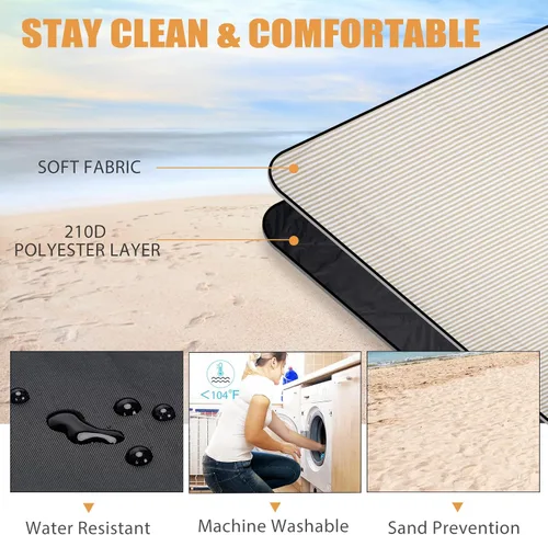 Vista 4 de G GOOD GAIN Mantas de pícnic impermeables extra grandes – Manta para exteriores sin arena plegable con correa de transporte para playa, camping