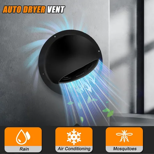 Vista 4 de Cubierta de ventilación de secadora exterior, rejilla de ventilación redonda de acero inoxidable de 4 pulgadas, ventilación de pared de apertura