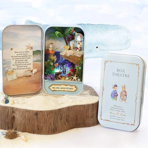 Vista 2 de Spilay Kit de muebles de madera para casa de muñecas en miniatura, hecho a mano, modelo de mini caja de hierro tipo teatro, escala 124