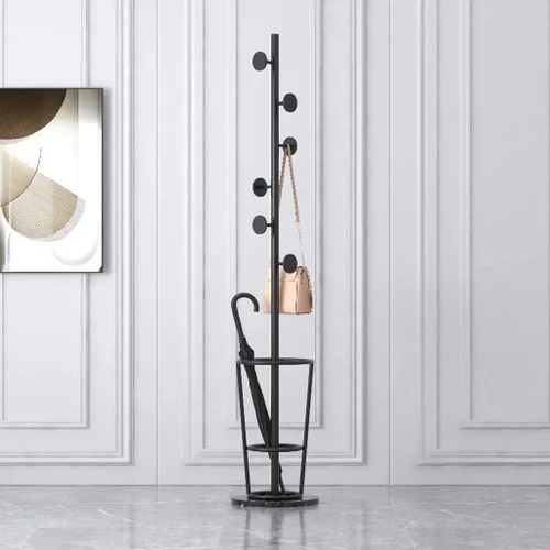 Vista 3 de Coat Stand Coat Rack Coat Stand 6 Hooks Iron Coat Rack Nordic Marble Base with Umbrella Stand Home Storage Clothes Hanger Easy to Assemble Coat