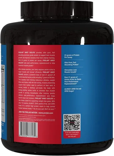 Vista 5 de Prolab Aislado de suero de leche de 5 libras, ultra puro, de rápida absorción con 0.81 onzas de proteína y BCAA, apoya el crecimiento muscular