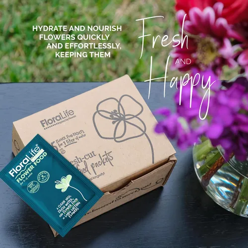 Vista 4 de FloraLife Fresh Cut Flower Food - Sachet Multi-Nutrientes & Solución de Hidratación - 25 Paquetes