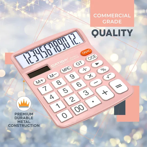 Vista 40 de CATIGA CD-2786 - Calculadora de escritorio de 12 dígitos con pantalla LCD grande y botón sensible, energía solar dual y batería, función estándar