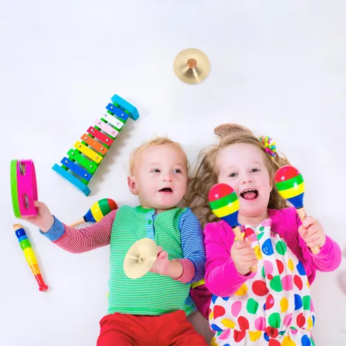 Vista 9 de Vaguelly Platillos de dedo con asas de madera, 1 par de platillos de banda de cobre, mini platillos de marcha de 3.5 pulgadas, platillos de mano