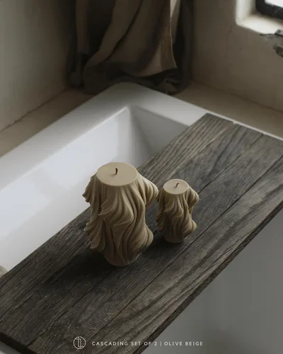 Vista 3 de LAWA - Vela de onda en cascada, grande, hermoso pilar hecho a mano, perfumada, cera de soja, elegante vela estética de burbujas, regalo