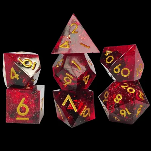Vista 6 de FOXBITE Sharpe - Juego de 7 dados DND poliédricos con lentejuelas en el interior, con magnífica caja para Dungeons and Dragons