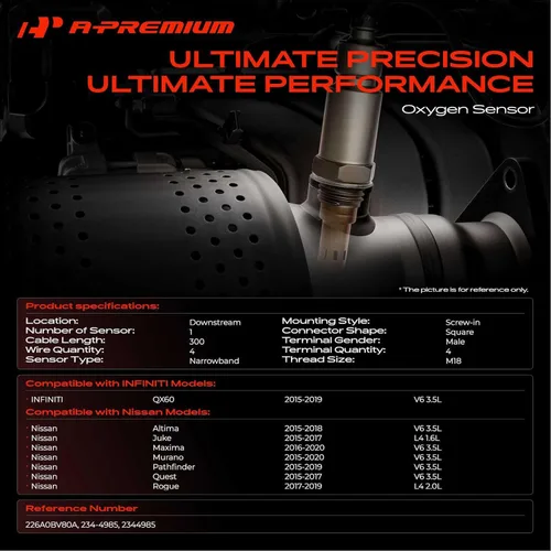 Vista 2 de A-Premium Sensor de oxígeno Downstream O2 compatible con Nissan Altima 2015-2018, Maxima 2016-2020, Murano 2015-2020, Pathfinder, Quest, Rogue, Juke