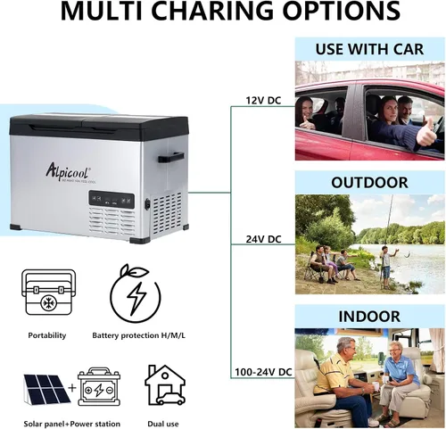 Vista 20 de Alpicool CHS45 Refrigerador de 12 voltios con control de temperatura dual, portátil, 33 cuartos (31 litros), para camión, cámper, barco, campamento