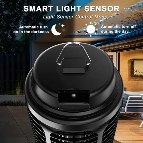 Vista 2 de Exterminador de insectos para exteriores, exterminador de mosquitos para interiores con sensor de luz del atardecer al amanecer, matamoscas