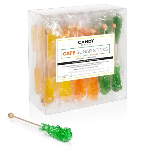 Vista 8 de Candy Envy - 18 ct Citrus Cafe Sugar Sticks Rock Candy - Envuelto indiv. - Limón, Lima, Naranja