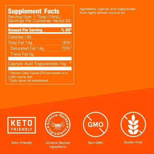 Vista 3 de Bulletproof Brain Octane C8 Aceite MCT, 32 onzas (paquete de 3), suplemento Keto para energía sostenida y apoyo al antojo