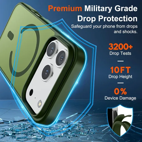 Vista 641 de SUPFINE - Funda magnética para iPhone 13 Pro Max (compatible con MagSafe), (protección contra caídas de grado militar de 10 pies), delgada, Negro