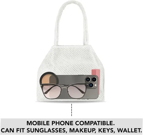 Vista 5 de Aheli Potli - Bolsas de noche para mujer, bolso étnico de novia con cordón (P68), Oro