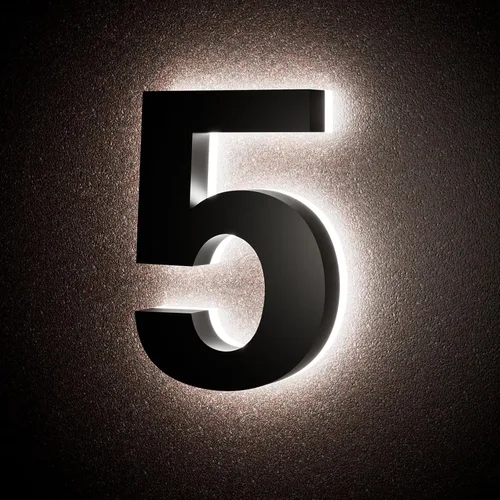 Vista 28 de Números de casa retroiluminados de 5 pulgadas para exteriores, acero inoxidable, número de dirección de casa iluminado con LED, letreros