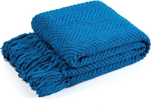 Vista 77 de Manta para sofá, funda de sofá suave de punto texturizado, manta de tweed con borlas de flecos para decoración del hogar, cama, sofá, silla, 50 x 60