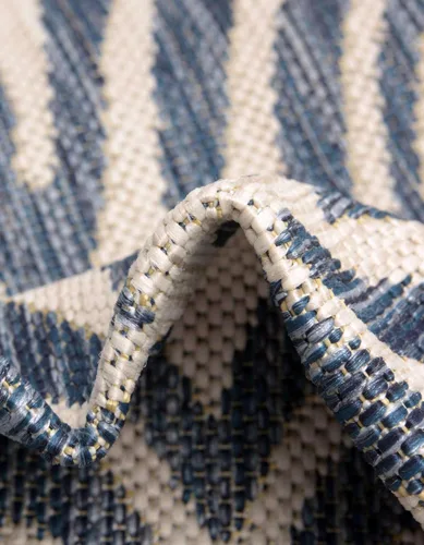 Vista 8 de Unique Loom Outdoor Safari Collection - Alfombra de área - Tsavo (2' x 3' 1", rectangular, azul/marfil)