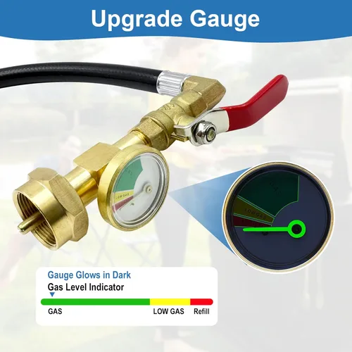 Vista 3 de Adaptador de Recarga de Propano para Tanques de 1 lb, Manguera Adaptadora de Recarga de Tanque de Propano Mejorada de 3 Pies/36'', Manguera