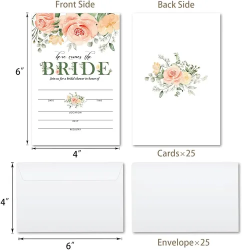Vista 2 de 25 invitaciones de recepción de boda, tarjetas de invitaciones de relleno de despedida de soltera, invitaciones de compromiso con sobres, hermosos