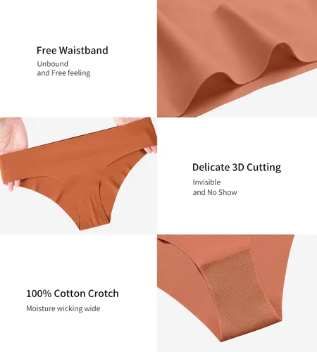 Vista 4 de SHARICCA Bragas de Bikini sin Costuras para Mujer, de Corte Descarado, Invisibles, Transpirables, Suave, Elásticas, Ropa Interior, Paquete Múltiple