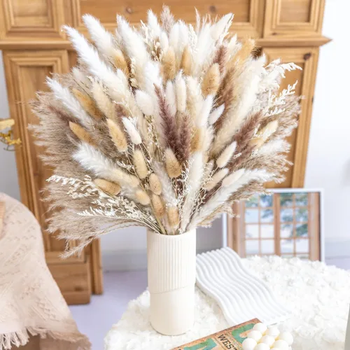 Vista 12 de 300PCS Hierba de Pampas Seca Natural Decoración del Hogar Boho Ramo Phragmites Ramo de Flores Secas para Arreglos Florales de Boda Decoraciones